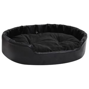 vidaXL Кучешко легло, черно, 90x79x20 см, плюш и изкуствена кожа