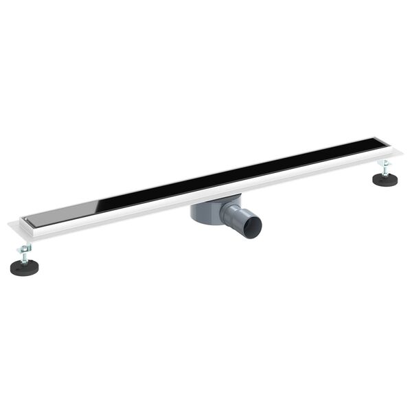 vidaXL Душов дренаж с стъклен капак и 360&deg; сифона Черно 90 cm