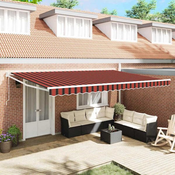 vidaXL Сенник Оранжево и кафяво 500 x 300 x 165 см Полиестер и метал