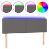 vidaXL LED Горна табла за легло, сива, 144x5x78/88 см, изкуствена кожа