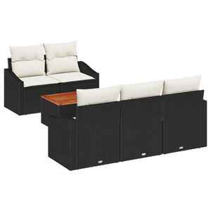 vidaXL Градински Софа Комплект с възглавница 6 pcs Черно полиратан