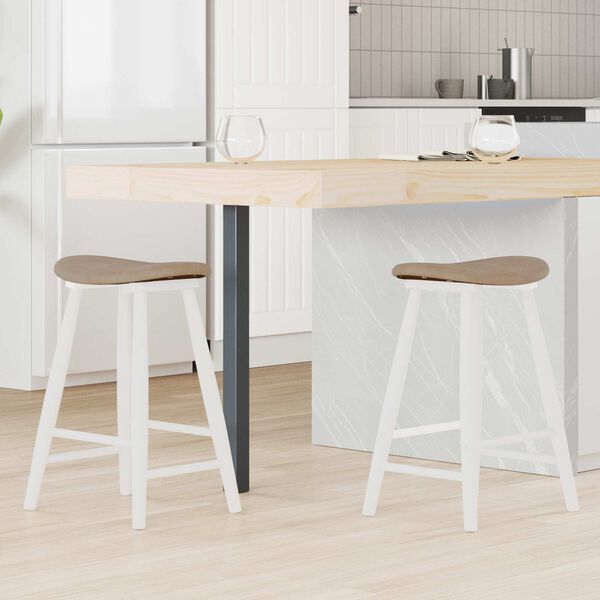 vidaXL Обедени столове 2 pcs Бяло 46 x 37 x 63 см Солидно гумено дърво