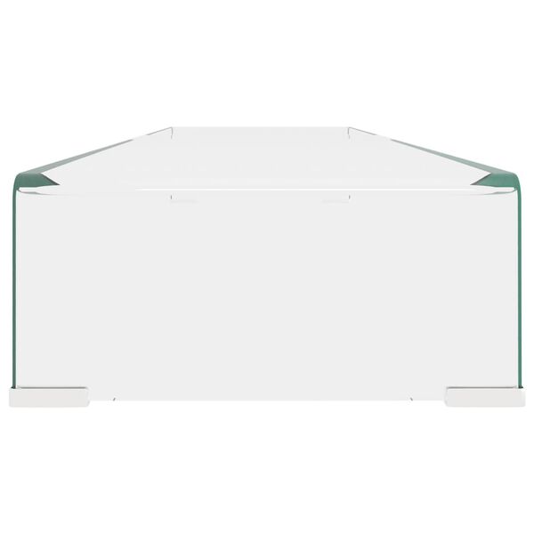 vidaXL Стойка за телевизор/монитор, стъкло, прозрачна, 120x30x13 см