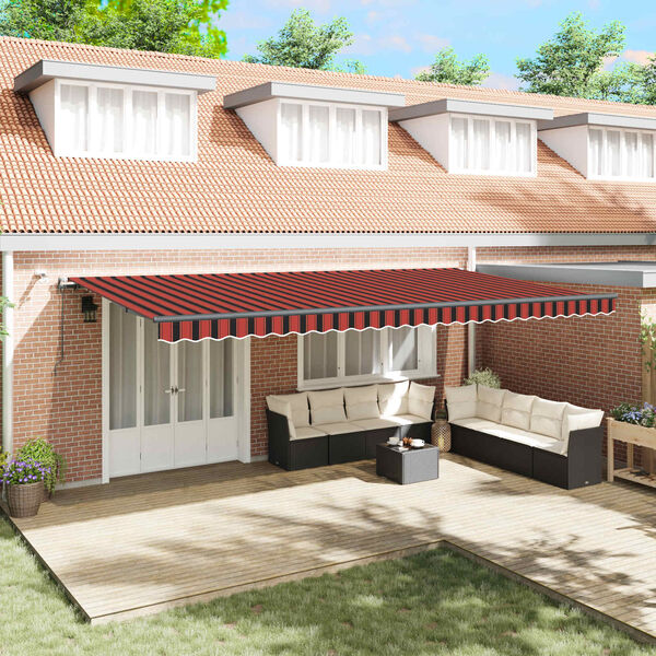 vidaXL Сгъваем навес с Оранжево и кафяво 600 &times; 350 cm текстил