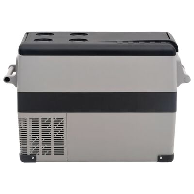 vidaXL Хладилна кутия с дръжка черно и сиво 45 л PP и PE