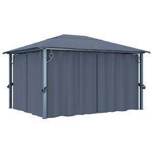 vidaXL Шатра със завеси, 400х300 см, антрацит, алуминий