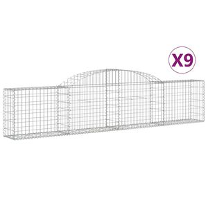 vidaXL Габионни кошници арка 9 бр 300x30x60/80 см поцинковано желязо