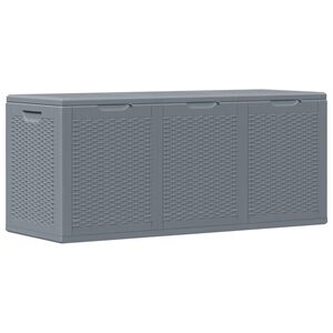 vidaXL Градинска кутия за съхранение, сива, PP ратан, 270 л