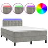 vidaXL Боксспринг легло с матрак и LED, светлосиво, 120x190 см, кадифе