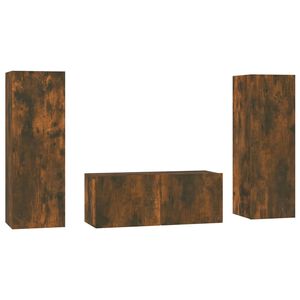 vidaXL Комплект ТВ шкафове от 3 части, опушен дъб, инженерно дърво