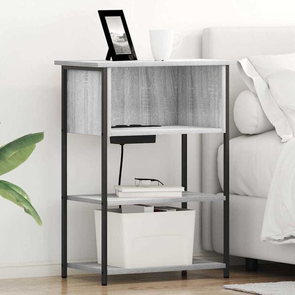 vidaXL Нощен шкаф Сив Сонома 55 x 31 x 76 см Инженерно дърво