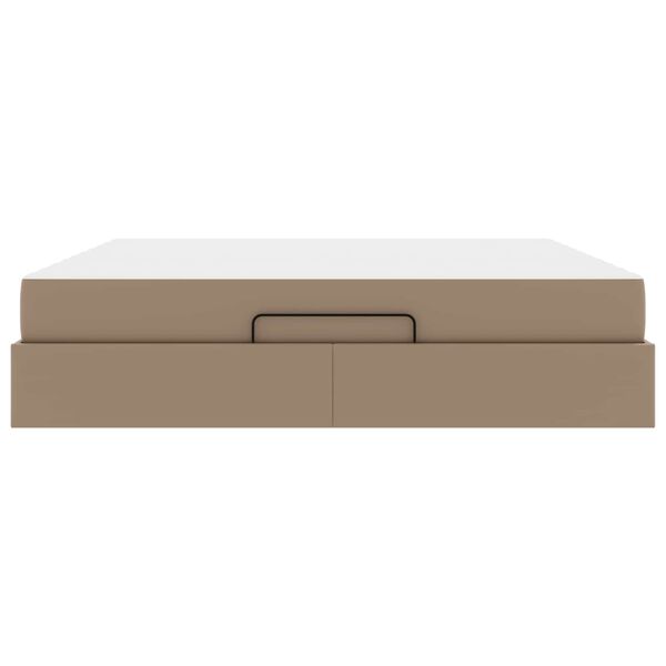 vidaXL Рамка за легло с матрак с матрак 2 pcs Кафеникаво ПВЦ