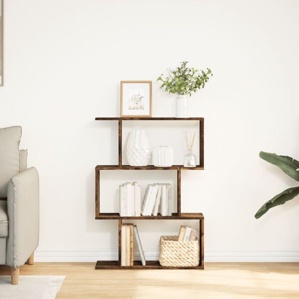 vidaXL Разделител за стая / библиотека опушен дъб 3 нива 70x24x97 см