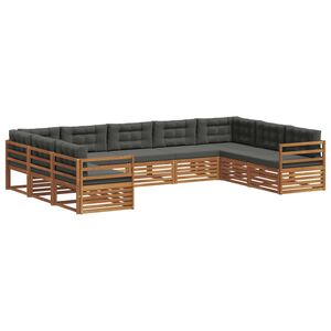 vidaXL Комплект дивани за открито 9 pcs Натурален и Антрацит