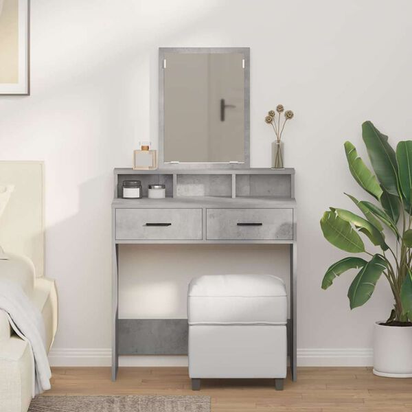 vidaXL Тоалетка с рафт Циментено сиво 79 x 41 x 140 см Инженерно дърво