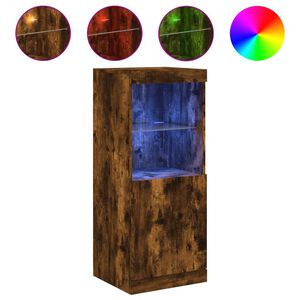 vidaXL Сайдборд с LED светлини, oпушен дъб, 41x37x100 см