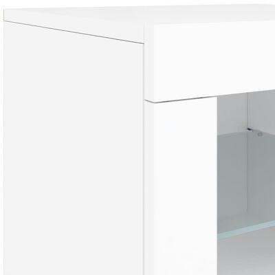 vidaXL Сайдборд с LED светлини, бял, 181,5x37x67 см