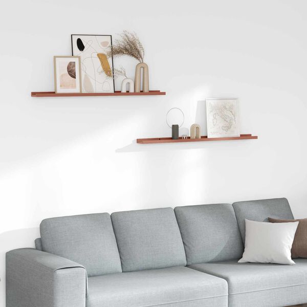 vidaXL Стенен рафт с рафт 2 pcs Червено 100 x 9 x 3 cm Инженерно дърво