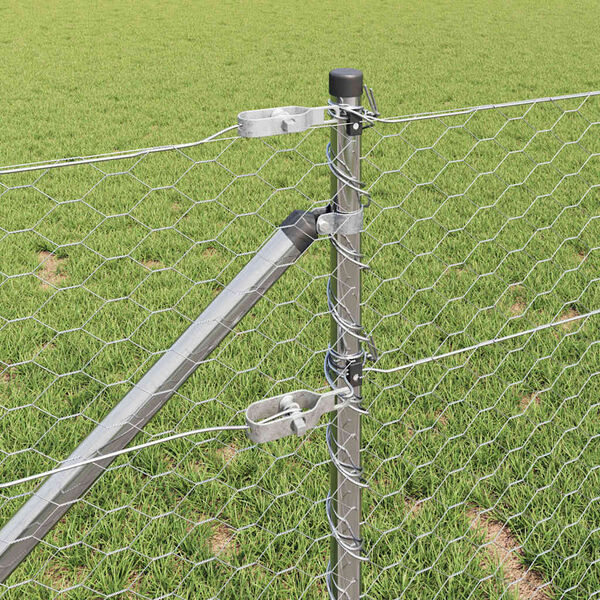 vidaXL Стълб за ограда. Сребрист 10 x 0,6 м (36 мм мрежа) Стомана