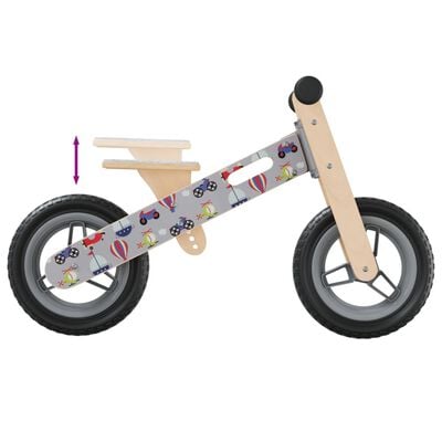 vidaXL Детско колело за баланс, сиво, с принт