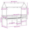 vidaXL Високо легло с покрив, бяло, 75x190 см, борово дърво масив