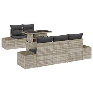 vidaXL Градински Софа Комплект 6 pcs Светло сиво и тъмно сиво