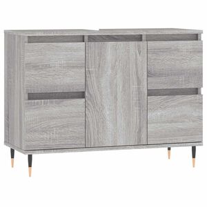 vidaXL Шкаф за баня, сив сонома, 80x33x60 см, инженерно дърво