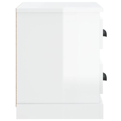 vidaXL Нощно шкафче, бял гланц, 60x35,5x45 см