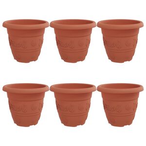 vidaXL Кръгла саксия за цветя 6 pcs Червено тухла &Oslash; 26 x 21.5 см