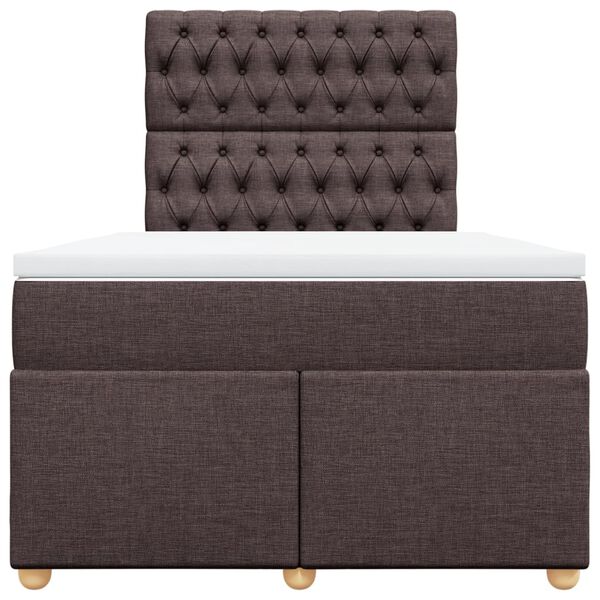 vidaXL Боксспринг легло с матрак, тъмнокафяво, 120x190 см, плат