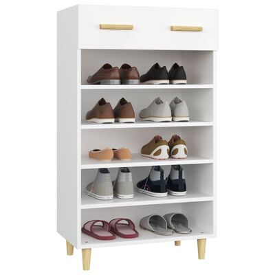 vidaXL Шкаф за обувки, бял, 60x35x105 см, инженерно дърво