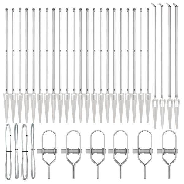 vidaXL Стълб за ограда. Друг 26 pcs Сив 3,2 x 3,2 x 160 см Стомана