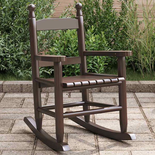 vidaXL Люлеещ се стол за деца, кафяв, масивна топола