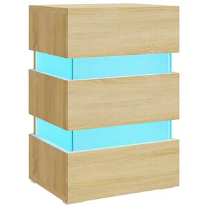 vidaXL Нощно шкафче с LED, сонома дъб, 45x35x67 см, инженерно дърво