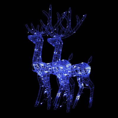 vidaXL Коледна украса северни елени, акрил, 2 бр, 120 см, сини