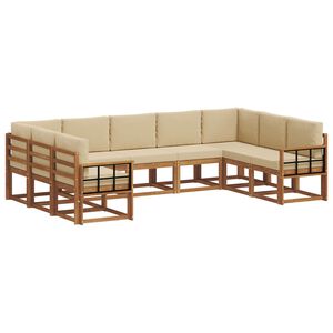 vidaXL Комплект дивани за открито 9 pcs Натурален и Бежов