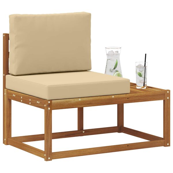 vidaXL Външен край на диван с възглавница Естествен 91 x 63 x 73 см