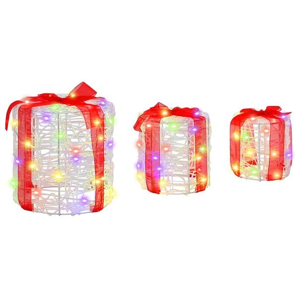 vidaXL Декорация на подаръчна кутия 3 pcs цветно 20 x 20 x 21 см Акрил