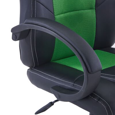 vidaXL Геймърски стол, зелено, изкуствена кожа
