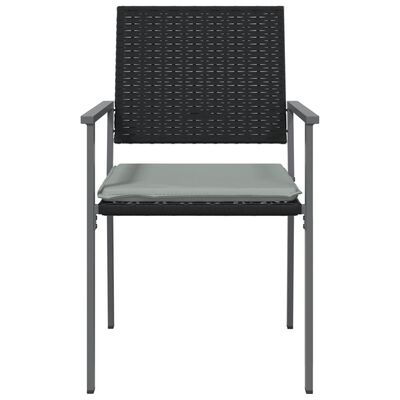 vidaXL Градински стол с възглавници 2 бр черни 54x62,5x89 см полиратан