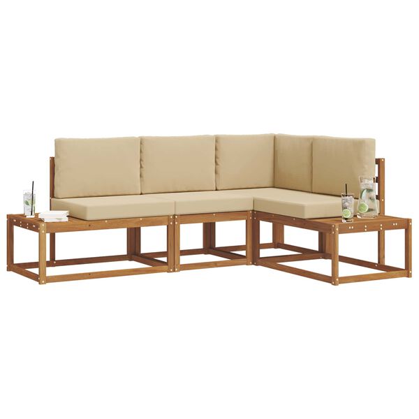 vidaXL Комплект дивани за открито 4 Брой Натурален и Бежов