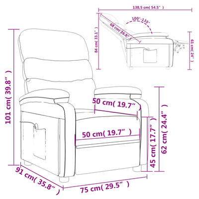 vidaXL Масажен стол, сив, изкуствена кожа
