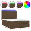 vidaXL Боксспринг легло с матрак и LED, тъмнокафяво, 140x200 см, плат