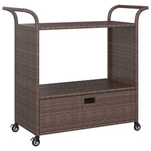 vidaXL Бар количка с чекмедже, кафява, 100x45x97 см, полиратан
