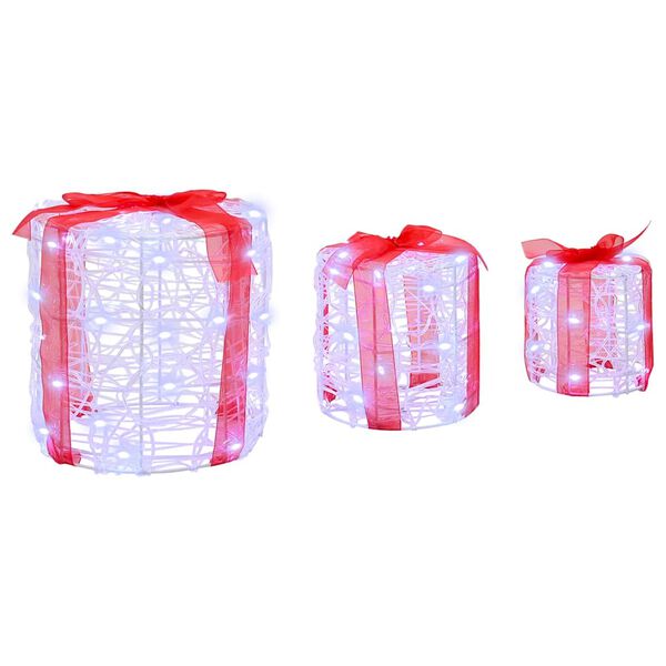 vidaXL Декорация на подаръчна кутия 3 pcs Студено бяло 20 x 20 x 21 см