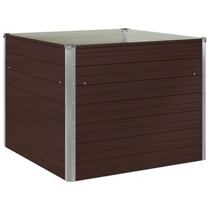 vidaXL Повдигната леха, кафява, 100x100x77 см, поцинкована стомана