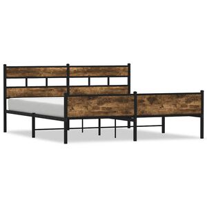 vidaXL Метална рамка за легло, без матрак, опушен дъб, 183x213 см