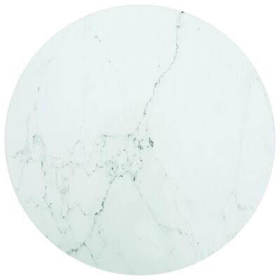 vidaXL Плот за маса бял Ø50x0,8 см закалено стъкло с мраморен дизайн