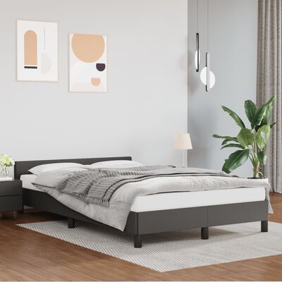 vidaXL Рамка за легло с табла, сива, 120x190 см, изкуствена кожа