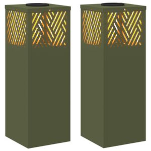 vidaXL Соларна LED светлина за пътека 2 pcs Маслинено зелено